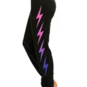 Aviator Nation Black Joggers with Pink and Purple Bolts